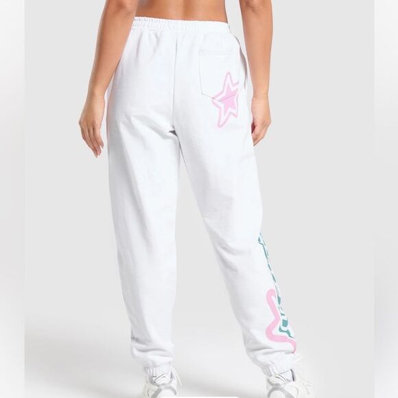 GYMSHARK LIFTING BADDIE GRAPHIC JOGGERS Oversized Fit White XXL NWT in packaging